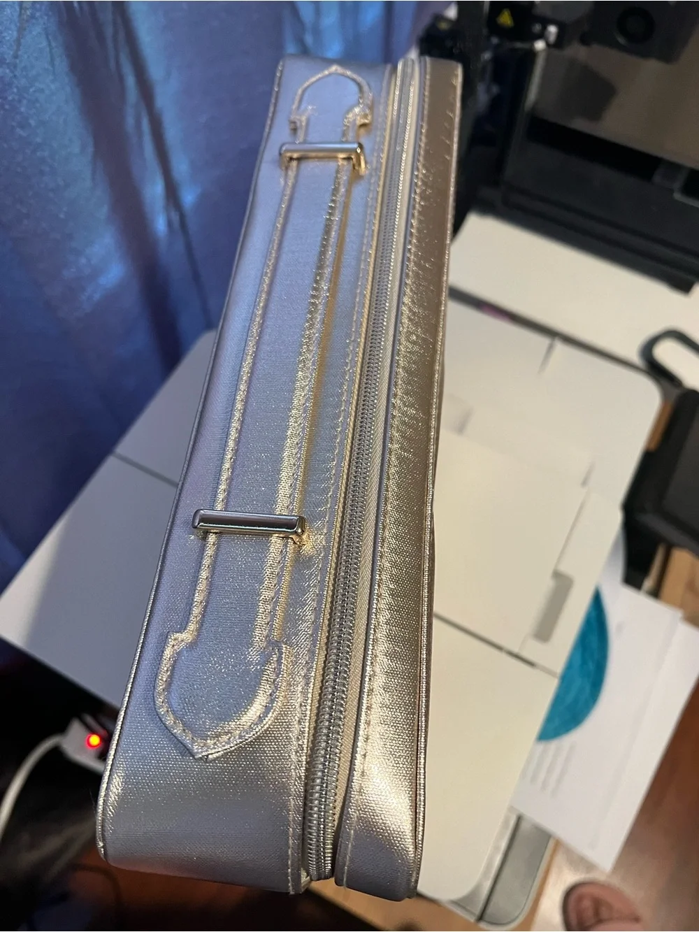 Metallic Rose Gold cosmetic bag—-4
